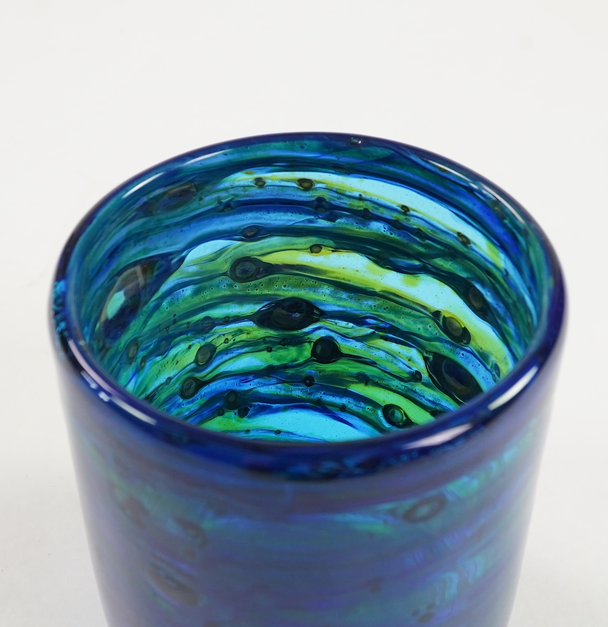 Michael Harris (1933-1994) for Isle of Wight Glass Studio: A blue glass vase